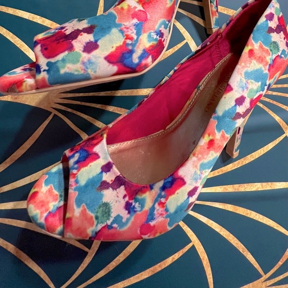 Paint splash print peep toe heels (7) - Picture 4 of 4